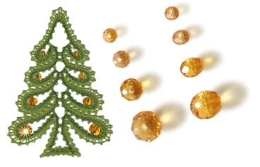 P144 Zubehör-Set 8 Kristallperlen in Rondellform, facettiert, honig-gold, 8mm 6mm 4mm 3mm für Tannenbäumchen